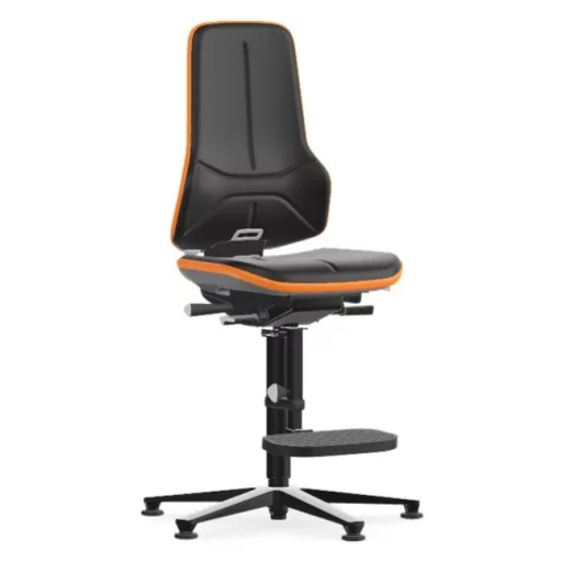 Bimos Neon 3 fix talpas, magasított szék - szinkronmechanika, fekete műbőr párnázat, narancs