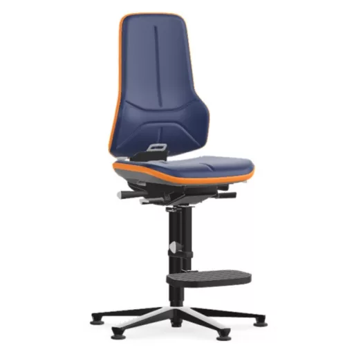 Bimos Neon 3 fix talpas, magasított szék - szinkronmechanika, kék műbőr párnázat, narancs