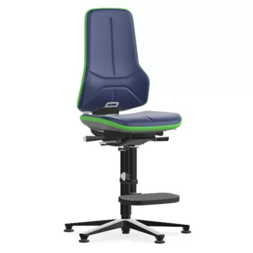 Bimos Neon 3 fix talpas, magasított szék - szinkronmechanika, kék műbőr párnázat, zöld