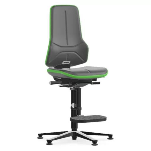 Bimos Neon 3 fix talpas, magasított szék - szinkronmechanika, szürke műbőr párnázat, zöld