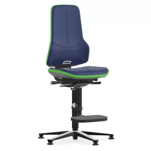 Bimos Neon 3 fix talpas, magasított szék - szinkronmechanika, kék poliuretán párnázat, zöld