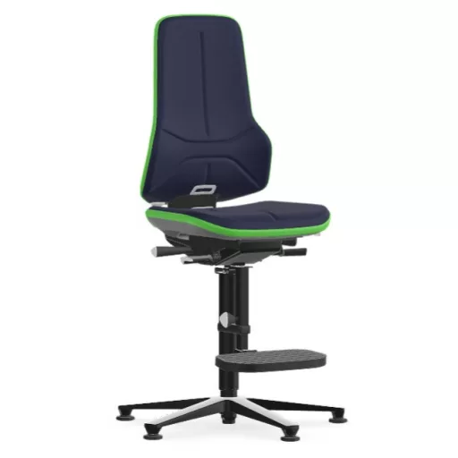 Bimos Neon 3 fix talpas, magasított szék - szinkronmechanika, kék szövet párnázat, zöld