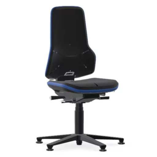 Bimos Neon 1 ESD fix talpas laborszék - szinkronmechanika, fekete poliuretán párnázat, kék
