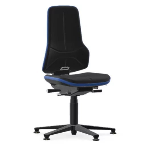 Bimos Neon 1 ESD fix talpas laborszék - szinkronmechanika, fekete szövet párnázat, kék