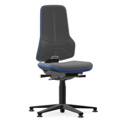 Bimos Neon 1 ESD fix talpas laborszék - szinkronmechanika, szürke szövet párnázat, kék