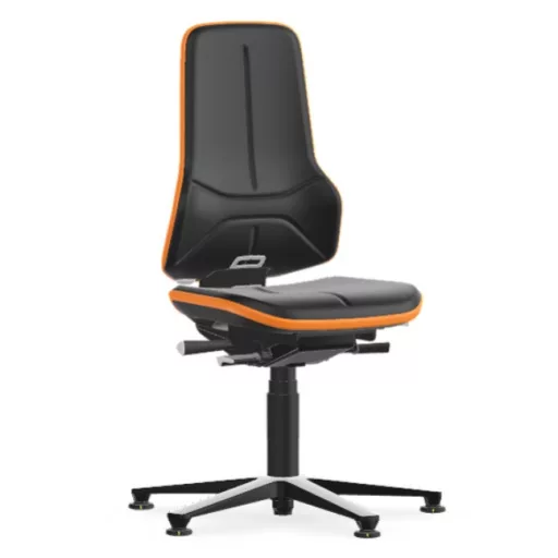 Bimos Neon 1 ESD fix talpas laborszék - szinkronmechanika, fekete műbőr párnázat, narancs