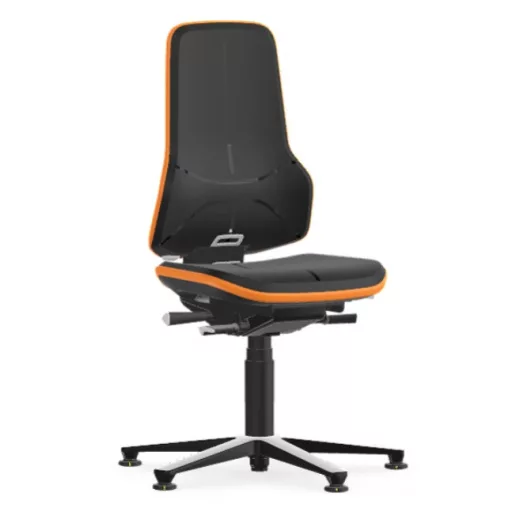 Bimos Neon 1 ESD fix talpas laborszék - szinkronmechanika, fekete poliuretán párnázat, narancs