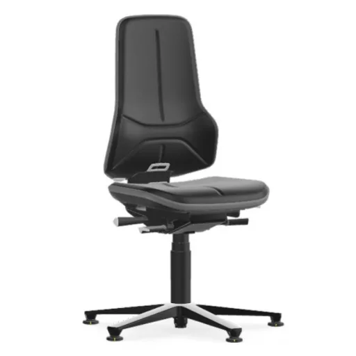 Bimos Neon 1 ESD fix talpas laborszék - szinkronmechanika, fekete műbőr párnázat, szürke