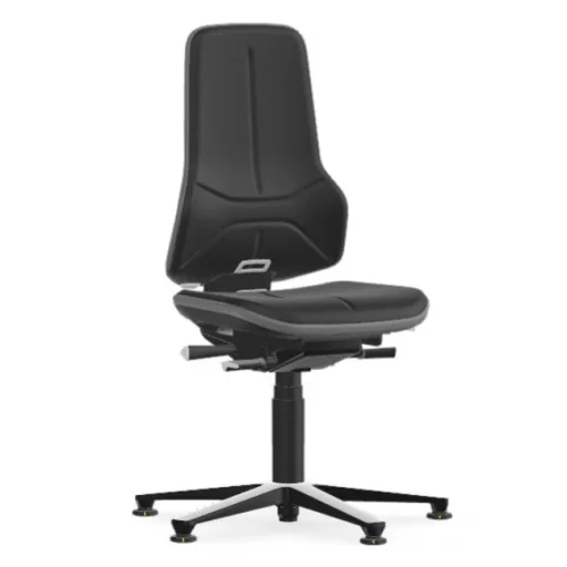 Bimos Neon 1 ESD fix talpas laborszék - szinkronmechanika, fekete supertec párnázat, szürke
