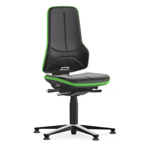 Bimos Neon 1 ESD fix talpas laborszék - szinkronmechanika, fekete műbőr párnázat, zöld
