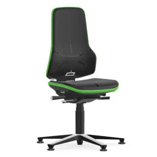Bimos Neon 1 ESD fix talpas laborszék - szinkronmechanika, fekete poliuretán párnázat, zöld