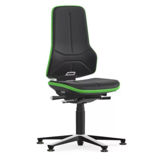 Bimos Neon 1 ESD fix talpas laborszék - szinkronmechanika, fekete supertec párnázat, zöld