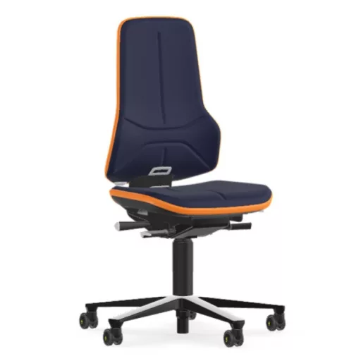 Bimos Neon 2 ESD görgős laborszék - állandó érintkezésű, kék szövet párnázat, narancs