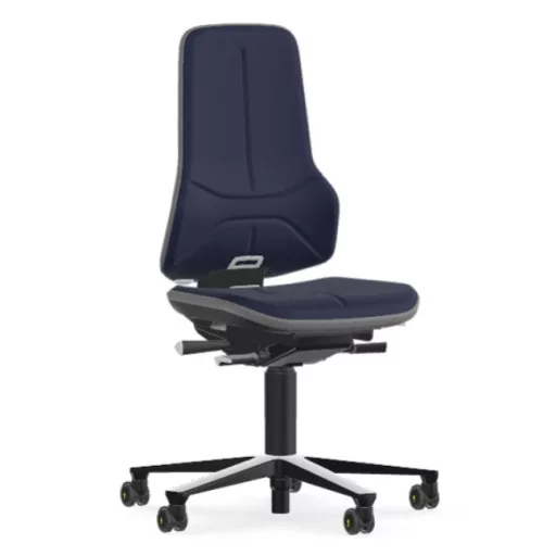 Bimos Neon 2 ESD görgős laborszék - állandó érintkezésű, kék szövet párnázat, szürke