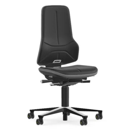 Bimos Neon 2 ESD görgős laborszék - szinkronmechanika, fekete supertec párnázat, szürke