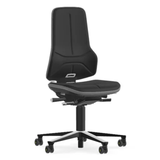 Bimos Neon 2 ESD görgős laborszék - szinkronmechanika, fekete szövet párnázat, szürke