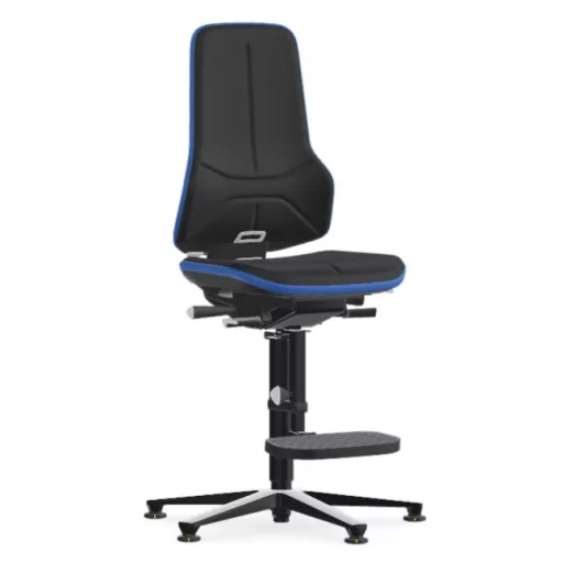 Bimos Neon 3 ESD fix talpas, magasított szék - szinkronmechanika, fekete szövet párnázat, kék