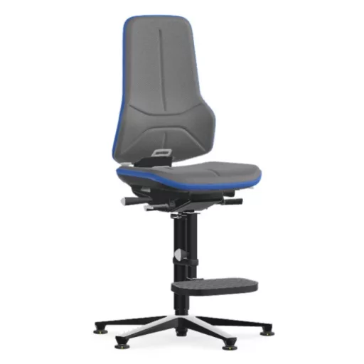 Bimos Neon 3 ESD fix talpas, magasított szék - szinkronmechanika, szürke szövet párnázat, kék