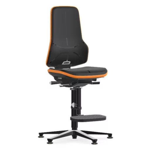 Bimos Neon 3 ESD fix talpas, magasított szék - szinkronmechanika, fekete poliuretán párnázat,narancs