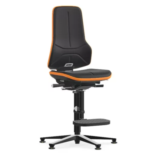 Bimos Neon 3 ESD fix talpas, magasított szék - szinkronmechanika, fekete supertec párnázat, narancs