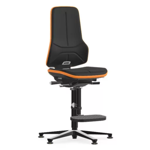 Bimos Neon 3 ESD fix talpas, magasított szék - szinkronmechanika, fekete szövet párnázat, narancs