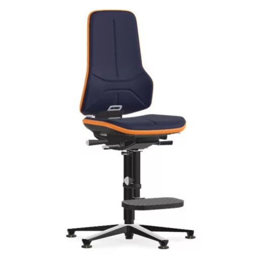 Bimos Neon 3 ESD fix talpas, magasított szék - szinkronmechanika, kék szövet párnázat, narancs