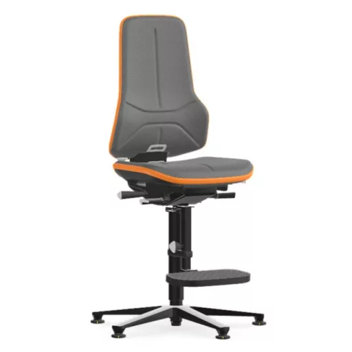 Bimos Neon 3 ESD fix talpas, magasított szék - szinkronmechanika, szürke szövet párnázat, narancs