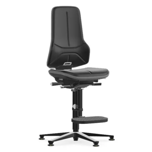 Bimos Neon 3 ESD fix talpas, magasított szék - szinkronmechanika, fekete műbőr párnázat, szürke