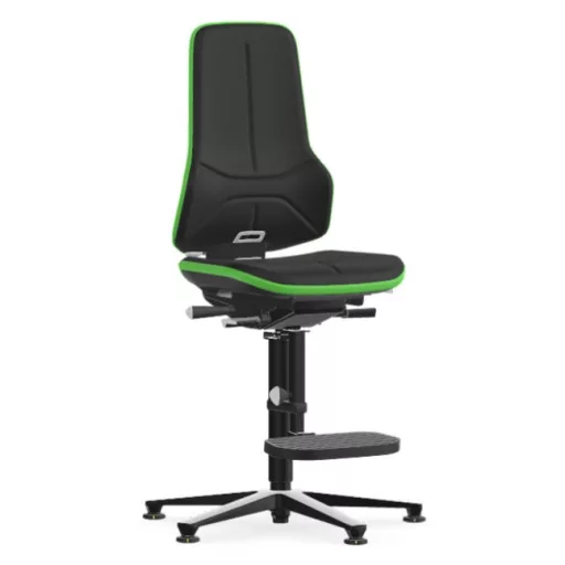Bimos Neon 3 ESD fix talpas, magasított szék - szinkronmechanika, fekete szövet párnázat, zöld
