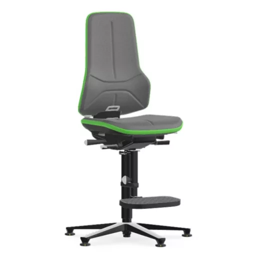 Bimos Neon 3 ESD fix talpas, magasított szék - szinkronmechanika, szürke szövet párnázat, zöld
