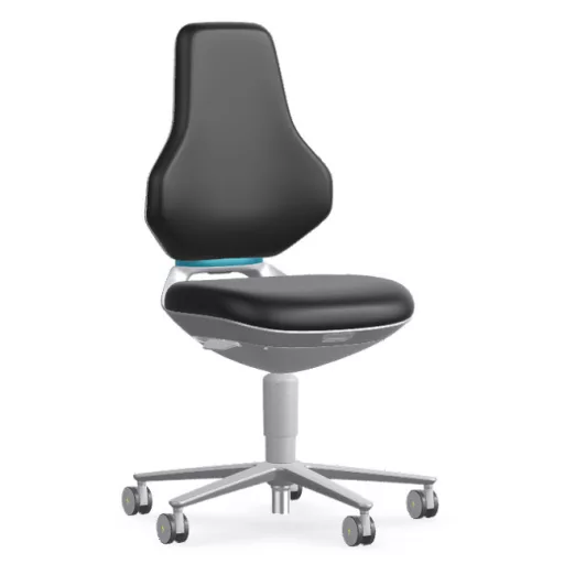 Bimos Texon Cleanroom 2 tisztatéri görgős laborszék - fekete műbőr párnázat