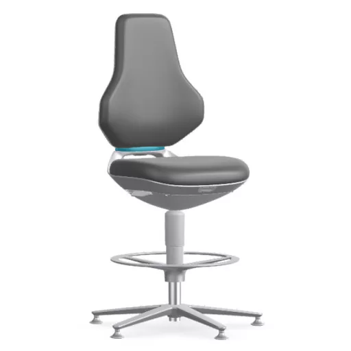 Bimos Texon Cleanroom 3 tisztatéri fix talpas, magasított laborszék - szürke műbőr párnázat