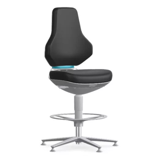 Bimos Texon Cleanroom 3 tisztatéri fix talpas, magasított laborszék - fekete skintec párnázat