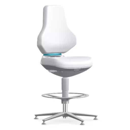 Bimos Texon Cleanroom 3 tisztatéri fix talpas, magasított laborszék - fehér skintec párnázat