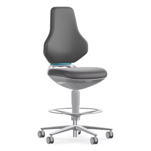 Bimos Texon Cleanroom 4 tisztatéri görgős, magasított laborszék - szürke műbőr párnázat