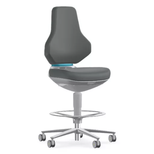 Bimos Texon Cleanroom 4 tisztatéri görgős, magasított laborszék - szürke skintec párnázat