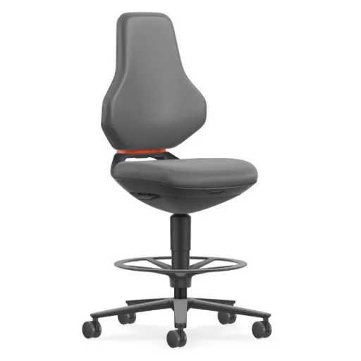 Bimos Texon Labor 4 görgős, magasított laborszék - szürke műbőr párnázat