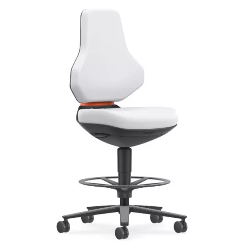 Bimos Texon Labor 4 görgős, magasított laborszék - fehér skintec párnázat